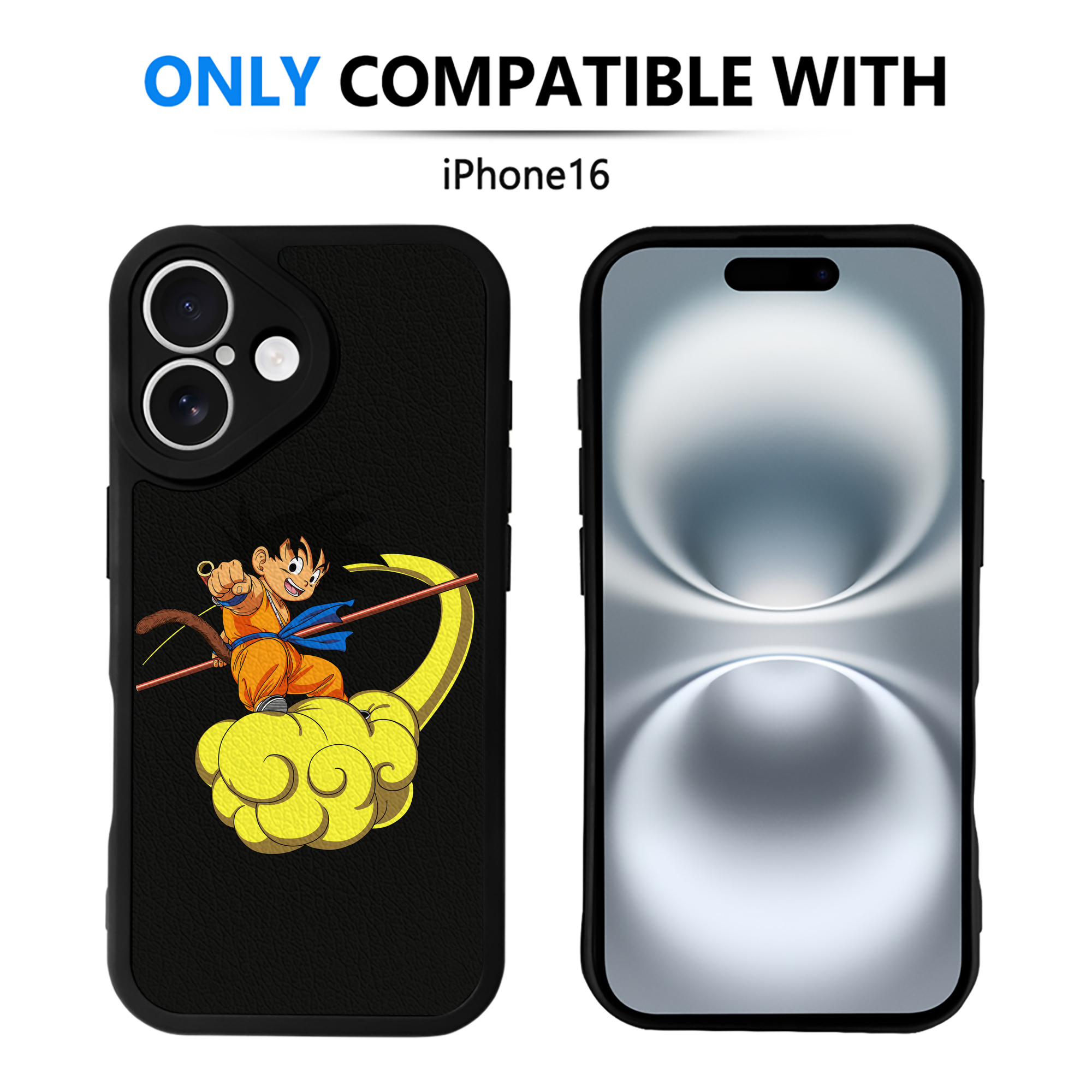 （画像用） ドラゴンボール 孫悟空（そん ごくう）Son Goku カカロット DRAGON BALL Kakarotto 【iPhone 16シリーズ対応】シリコンスマホケース（レザー調） 材質：シリコン